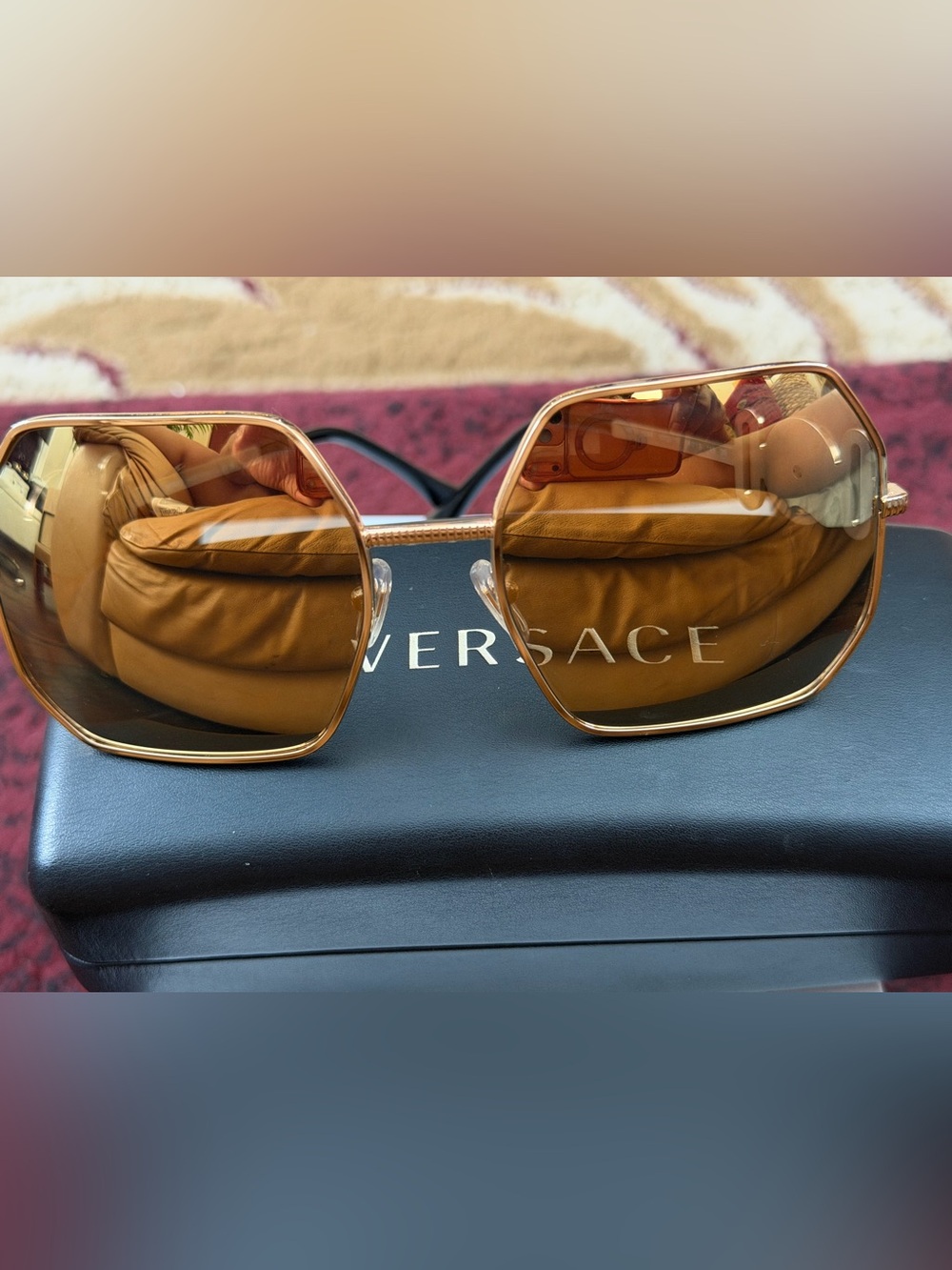 Versace Gold Frame Sunglasses with Amber Lenses - 100% Authentic